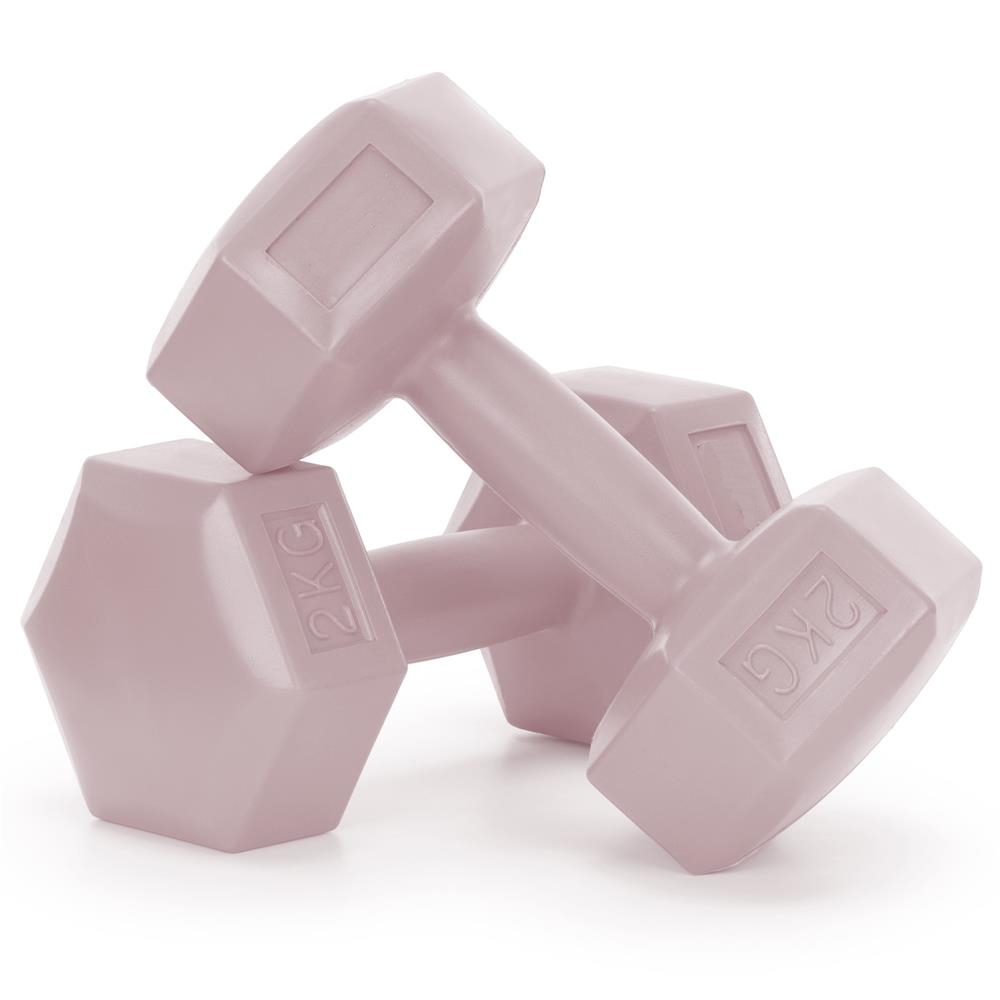 Set gantere hex 2x2 kg, bitum cu invelis rezistent PP, roz