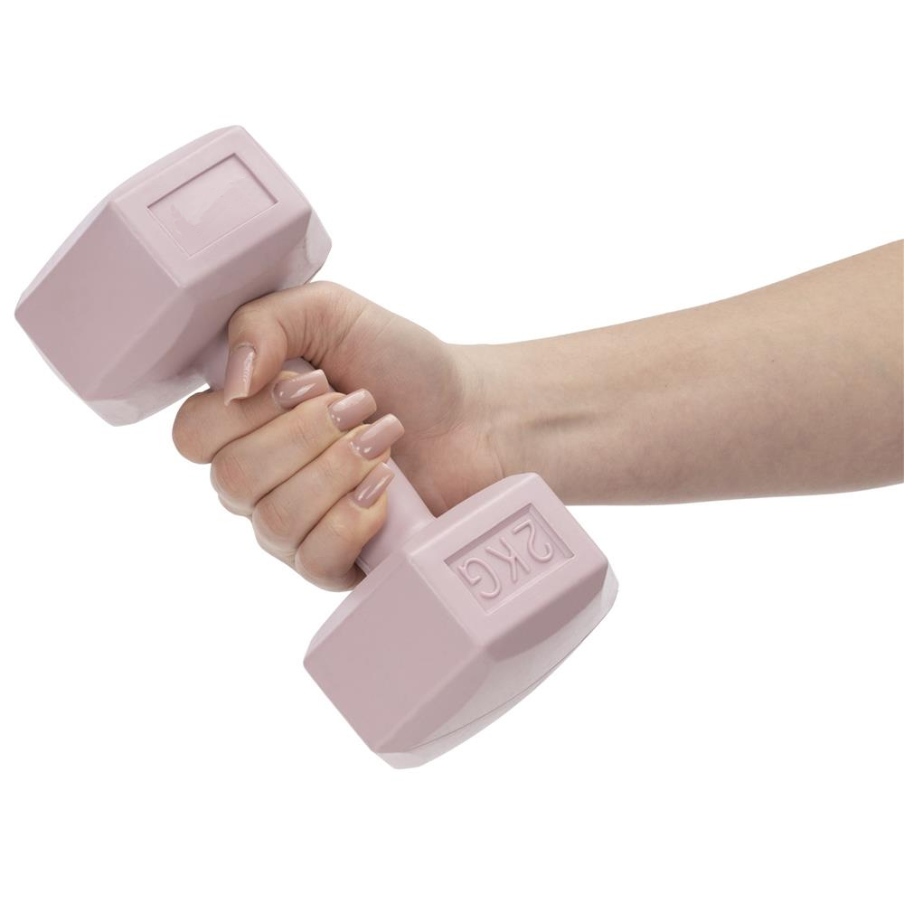 Set gantere hex 2x2 kg, bitum cu invelis rezistent PP, roz - imagine 14