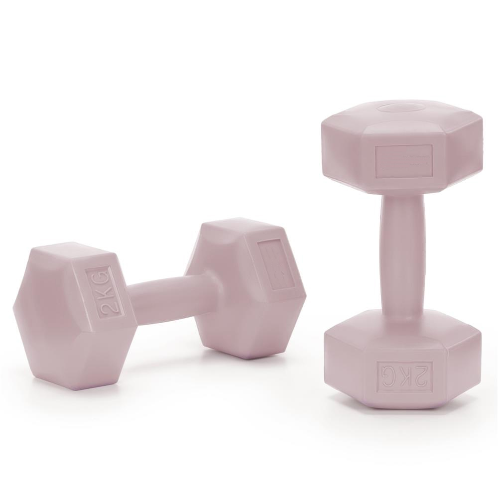 Set gantere hex 2x2 kg, bitum cu invelis rezistent PP, roz - imagine 9