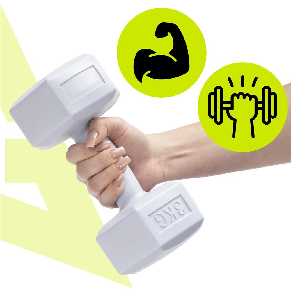 Set gantere hex 2x3 kg, bitum cu invelis rezistent PP, gri - imagine 14