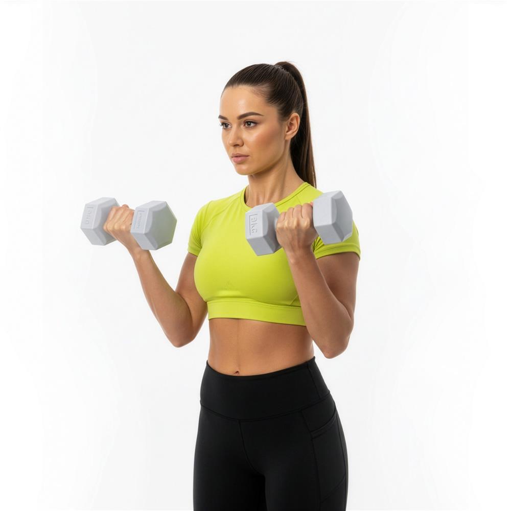 Set gantere hex 2x3 kg, bitum cu invelis rezistent PP, gri - imagine 6