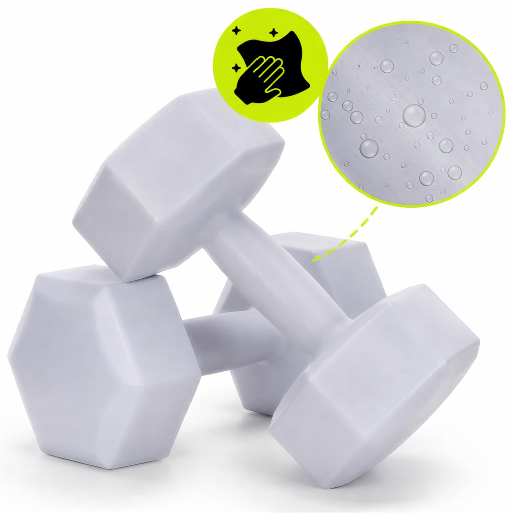 Set gantere hex 2x3 kg, bitum cu invelis rezistent PP, gri - imagine 7