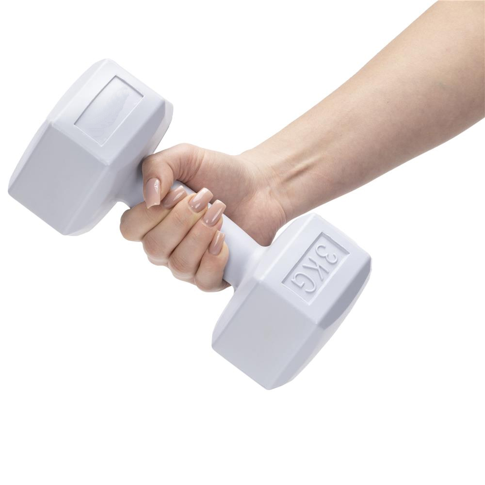 Set gantere hex 2x3 kg, bitum cu invelis rezistent PP, gri - imagine 11