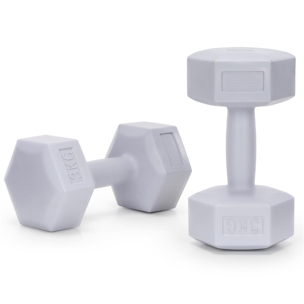 Set gantere hex 2x3 kg, bitum cu invelis rezistent PP, gri - imagine 12