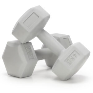 Set gantere hex 2x4 kg, bitum cu invelis rezistent PP, gri