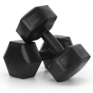 Set gantere hex 2x5 kg, bitum cu invelis rezistent PP, negru