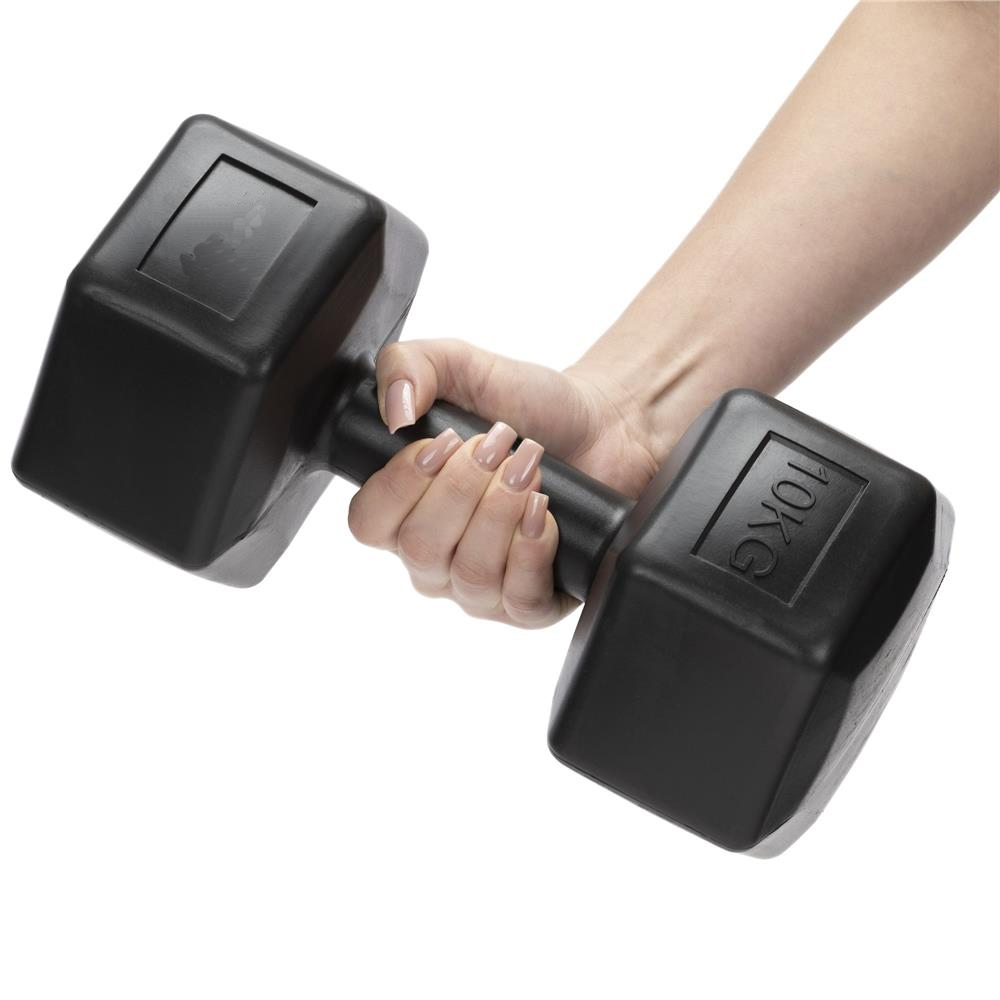 Set gantere hex 2x10 kg, bitum cu invelis rezistent PP, negru - imagine 8