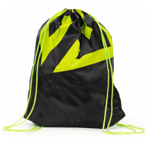 Sac sport tip rucsac cu snur, poliester oxford 210D, 45x35 cm, negru si verde lime