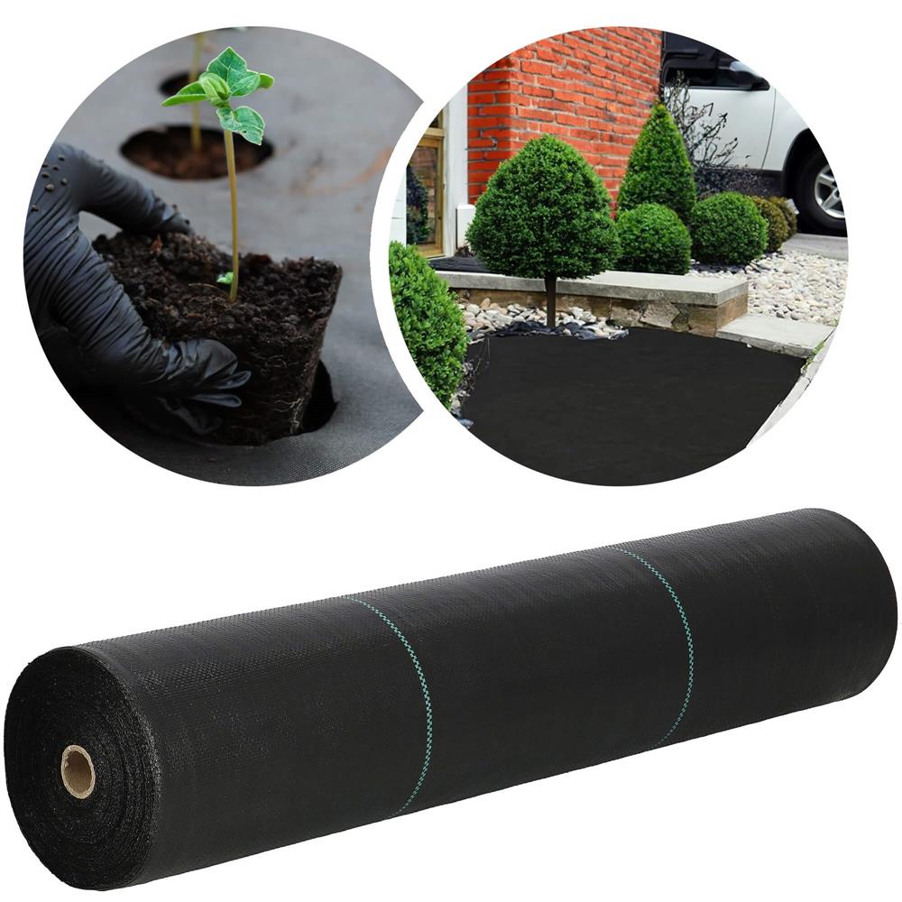 Folie agrotextil, mulcire, antiburuieni, filtru UV, 10 x 2metri, 90g/m2, negru - imagine 2