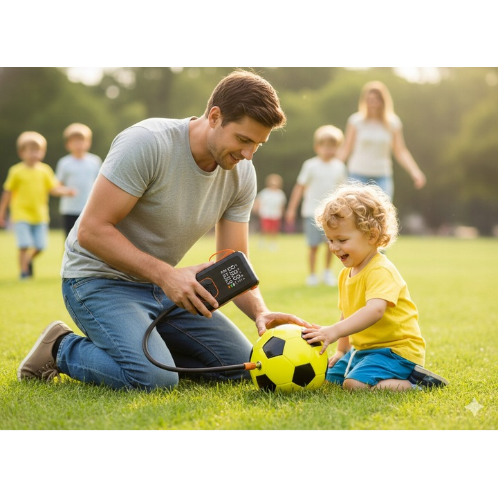 Compresor anvelope portabil auto 12V, acumulator 3600 mAh, cu manometru, display LED si functie powerbank, reincarcare USB - imagine 7