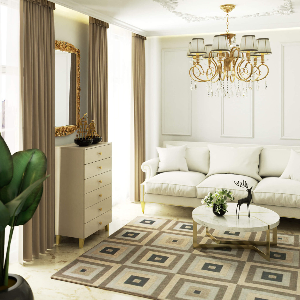 Comoda MOBI K-06, 6 sertare, 60x37x104 cm, casmir cu detalii aurii - imagine 4