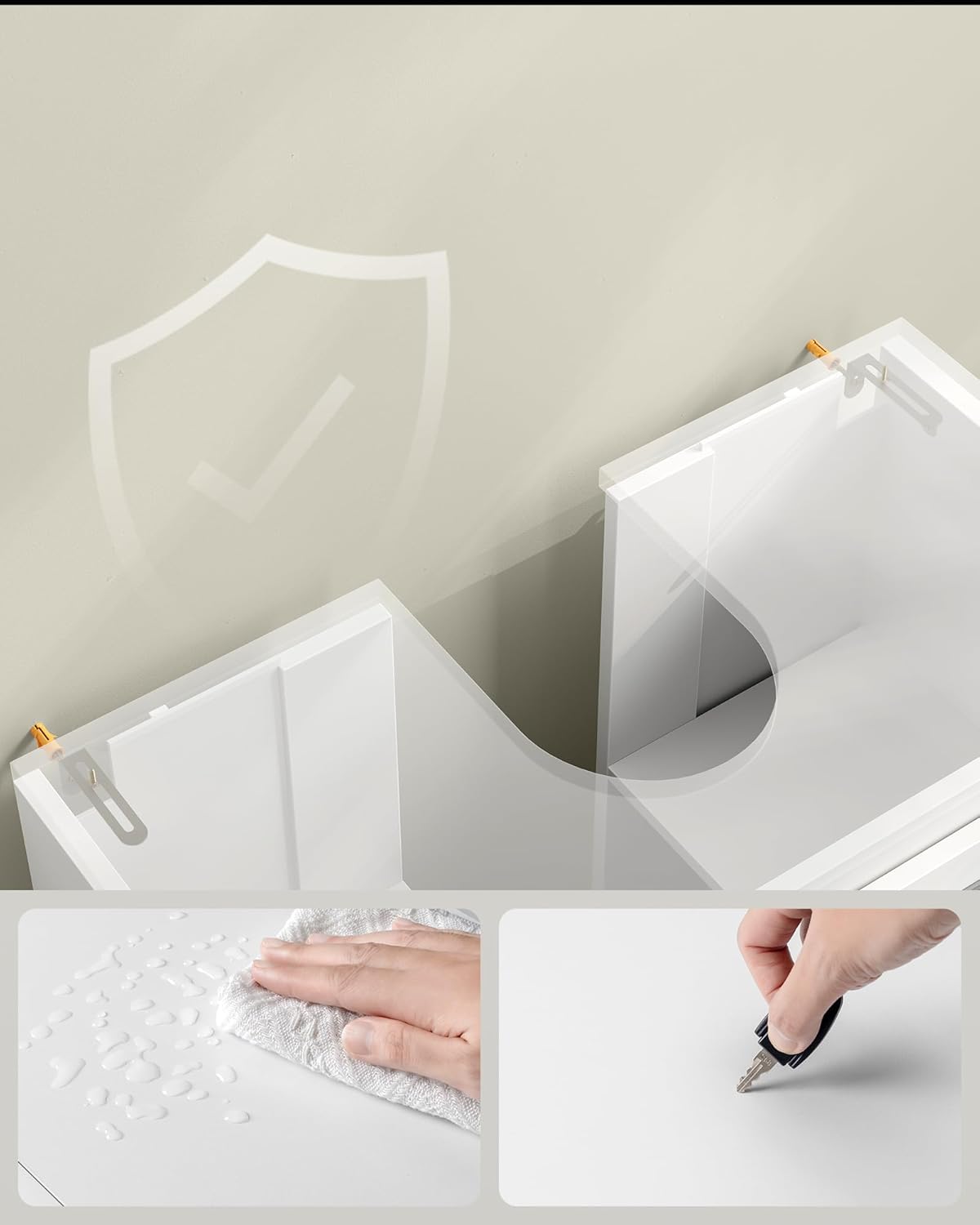 VASAGLE Dulap baie pentru suport lavoar, MDF, 2 compartimente, raft interior reglabil, 30x60x60 cm, alb - imagine 4