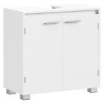 VASAGLE Dulap baie pentru suport lavoar, MDF, 2 compartimente, raft interior reglabil, 30x60x60 cm, alb