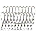 Set 25 bucati elastice pentru fixare prelate sau bannere, cu carlig 25 cm, gri