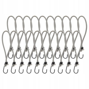 Set 25 bucati elastice pentru fixare prelate sau bannere, cu carlig 25 cm, gri