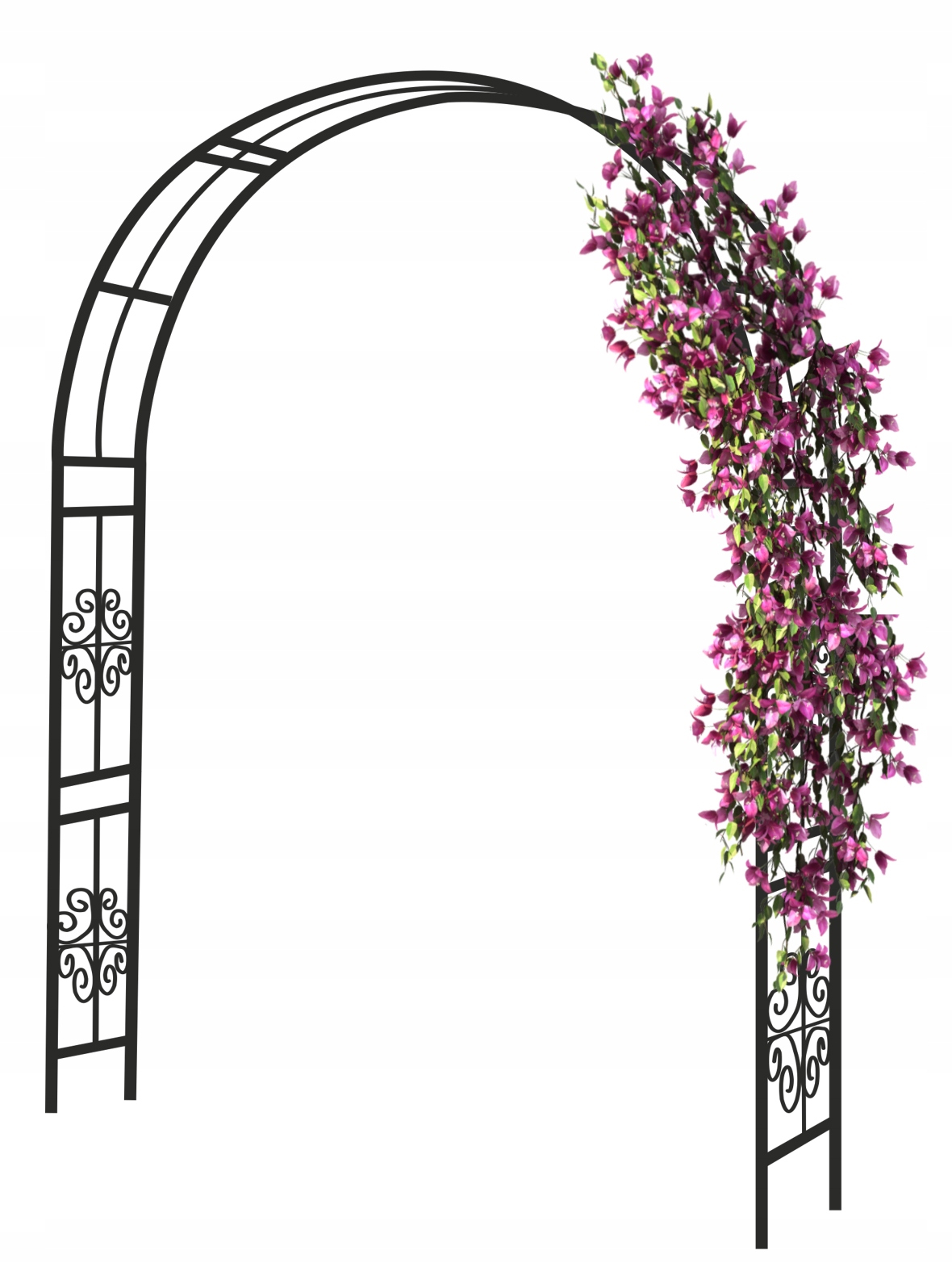 Pergola gradina metalica, suport plante cataratoare, 118x24x220 cm, negru - imagine 2