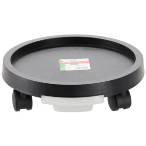 Suport ghiveci rotund cu roti si tava colectare apa, plastic rezistent, 28 cm, negru