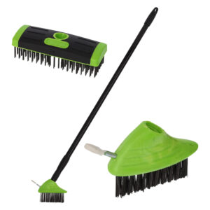 Perie telescopica 3 in 1 pentru buruieni si pavaj, cu peri din alama si maner metalic 140 cm, 3 piese