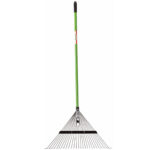 Grebla gradina pentru frunze cu dinti reglabili, maner fibra de sticla 150 cm, cap din otel, 58x40x150 cm, verde