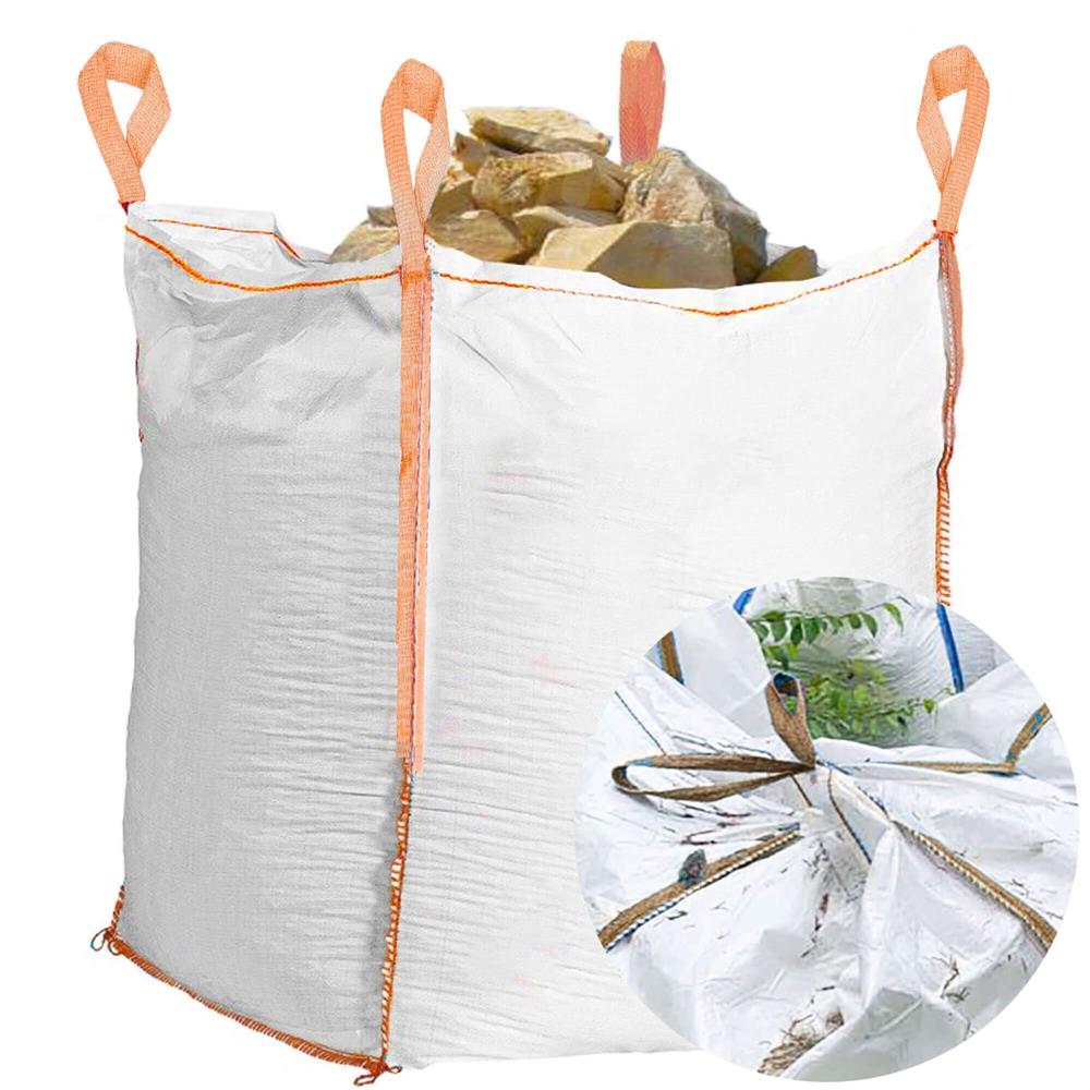 Sac gradina big bag pentru frunze si deseuri vegetale, 420 L, 500 kg, 75x75x75 cm, alb - imagine 8