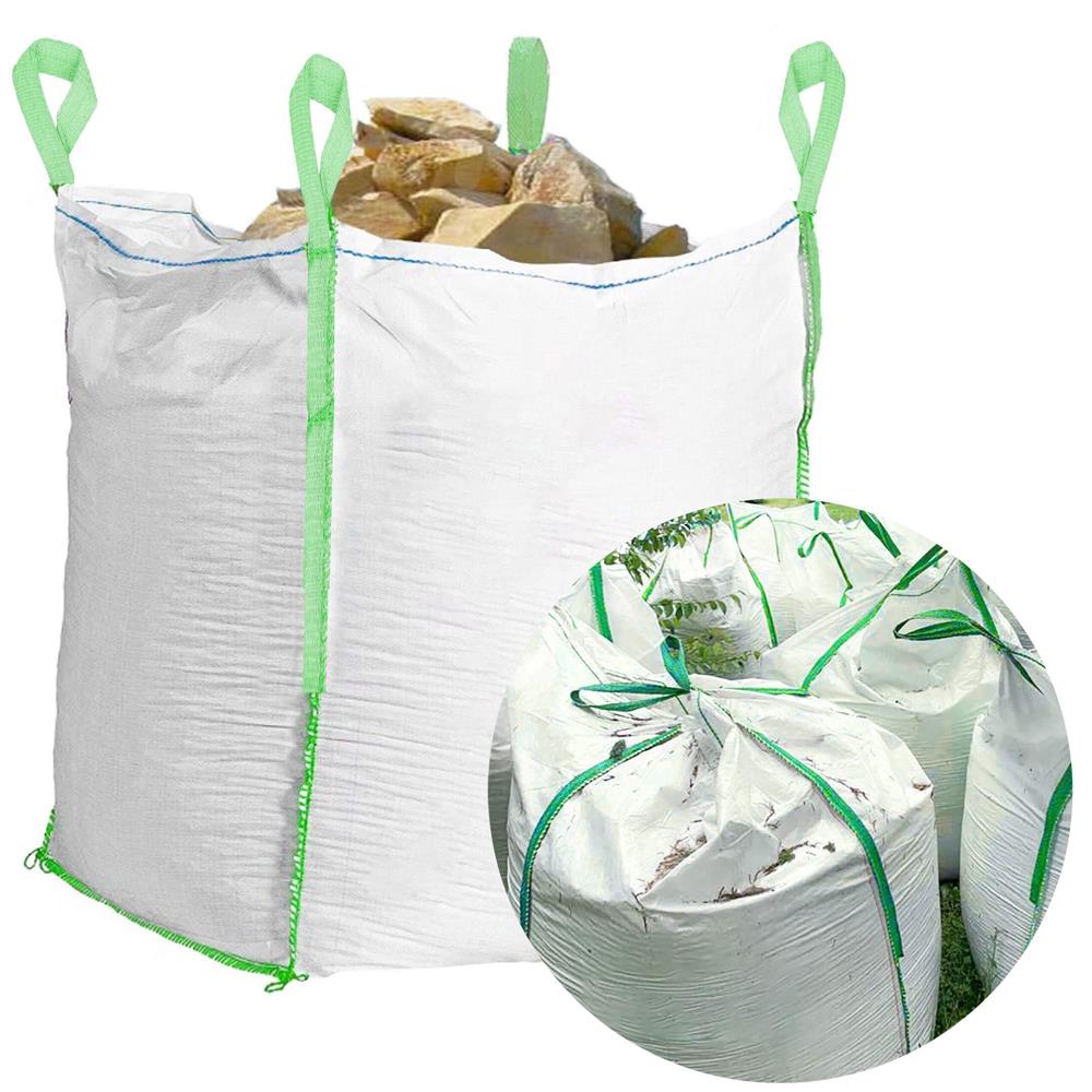 Sac gradina big bag pentru frunze si deseuri vegetale, 1000 L, 1000 kg, 90x90x120 cm, alb - imagine 6