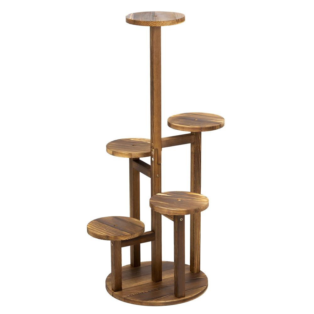 Suport pentru flori, din lemn si MDF, 6 niveluri pentru ghivece, 48x48x87 cm, maro - imagine 6