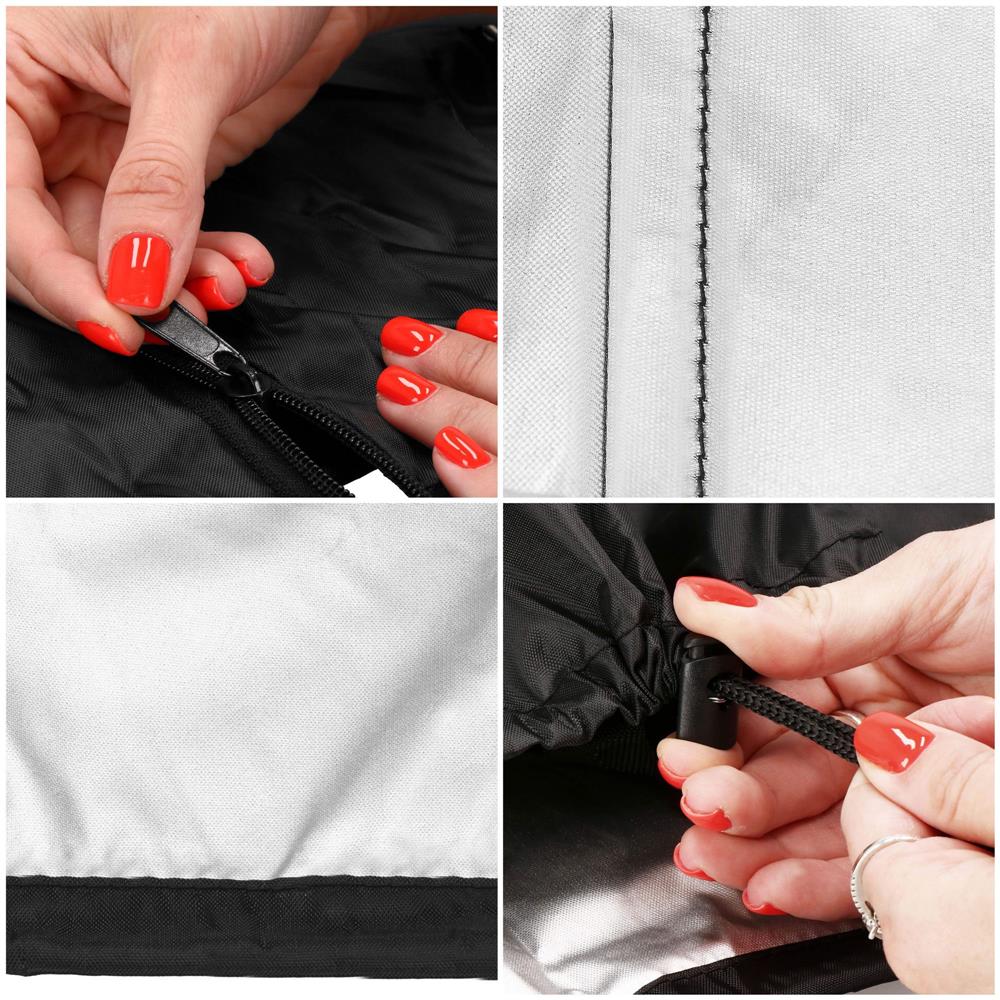 Husa protectie pentru umbrela de gradina, impermeabila, cu fermoar si snur reglabil, 205 cm, negru - imagine 2