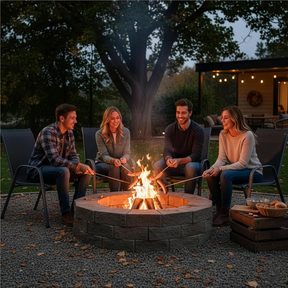 Set 4 scaune gradina cu brate, cadru otel si sezut textilene, 53x72x92 cm, gri - imagine 10