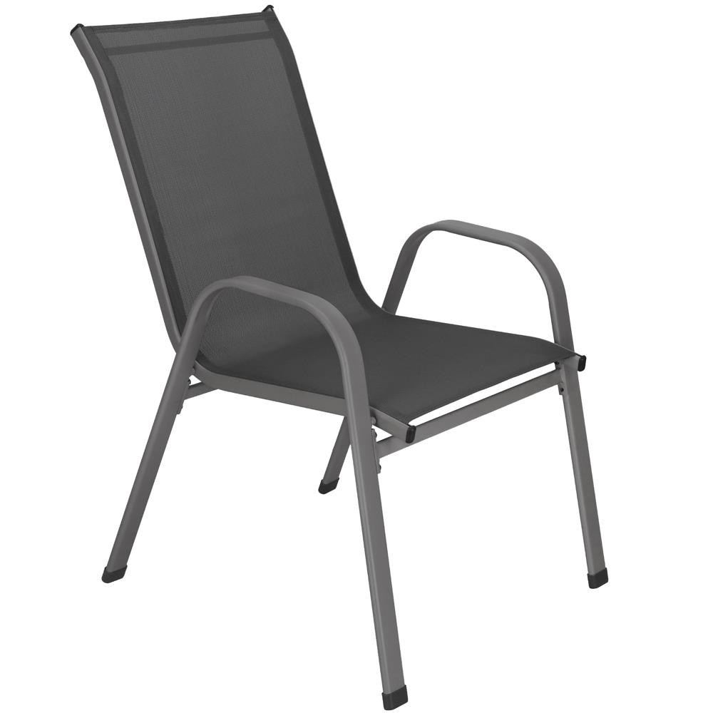 Set 4 scaune gradina cu brate, cadru otel si sezut textilene, 53x72x92 cm, gri - imagine 16