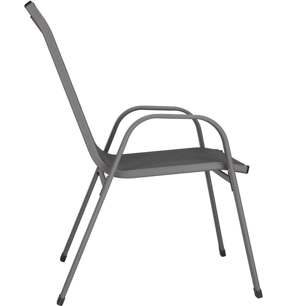 Set 4 scaune gradina cu brate, cadru otel si sezut textilene, 53x72x92 cm, gri - imagine 18