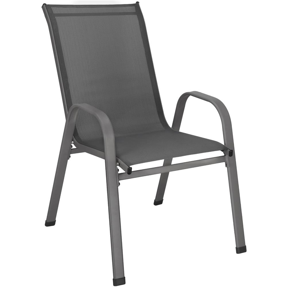 Set 4 scaune gradina cu brate, cadru otel si sezut textilene, 53x72x92 cm, gri - imagine 25