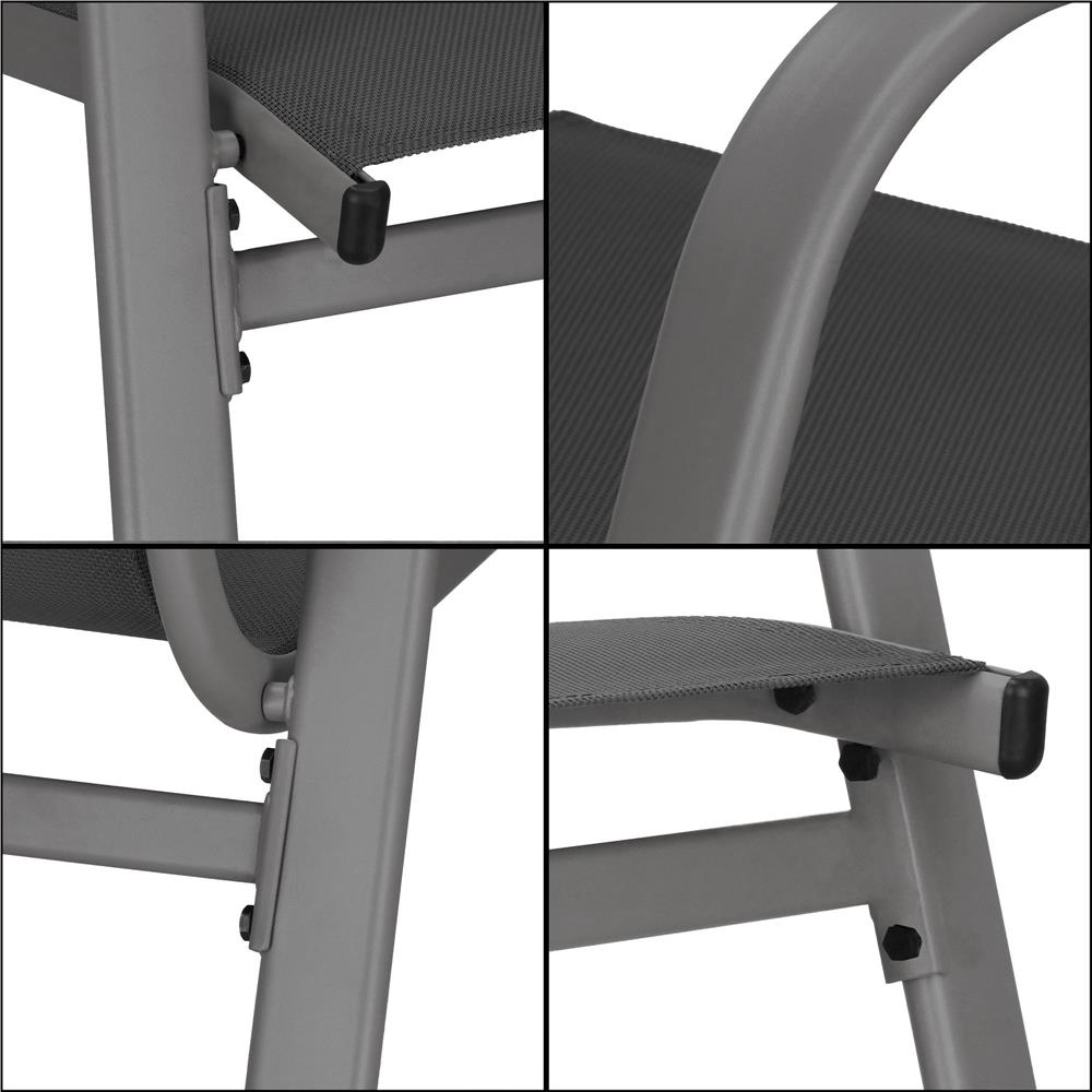 Set 4 scaune gradina cu brate, cadru otel si sezut textilene, 53x72x92 cm, gri - imagine 28