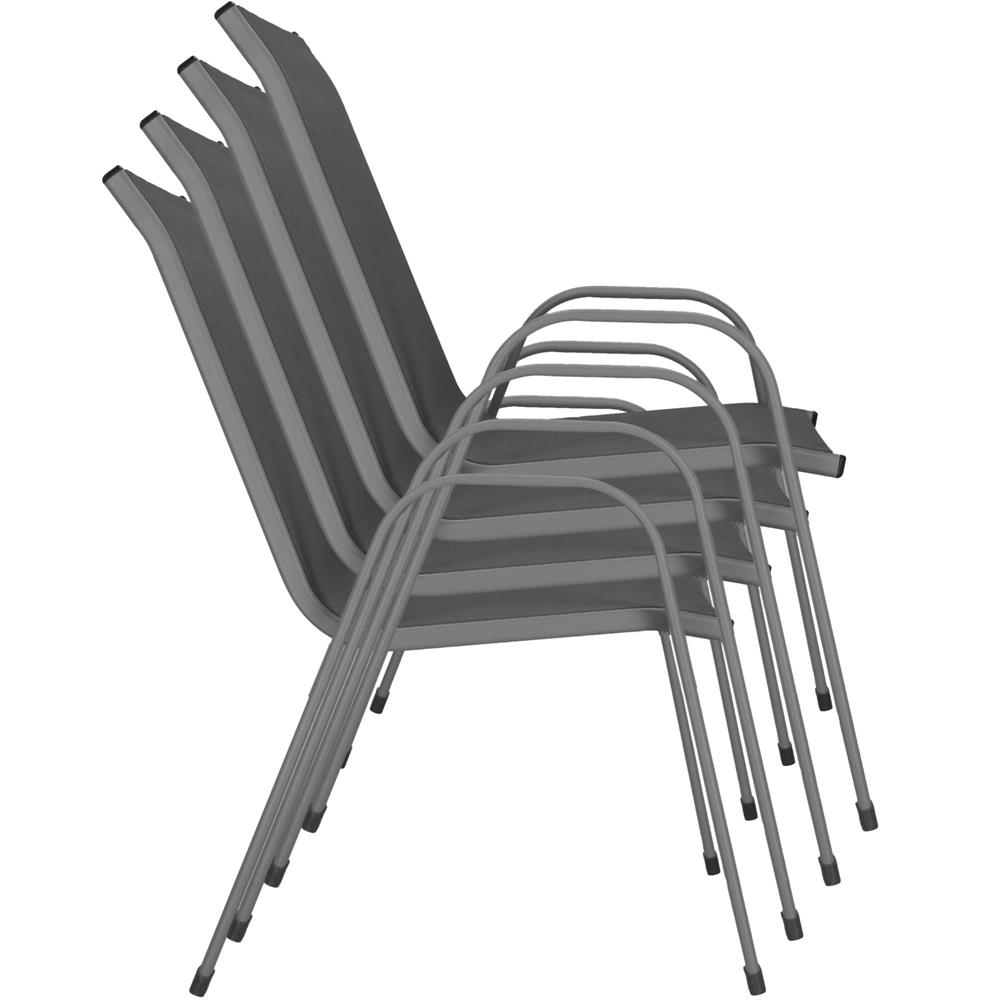 Set 4 scaune gradina cu brate, cadru otel si sezut textilene, 53x72x92 cm, gri - imagine 6