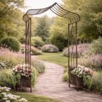 Pergola gradina metalica, pentru plante cataratoare, 173x51x260 cm, maro antichizat