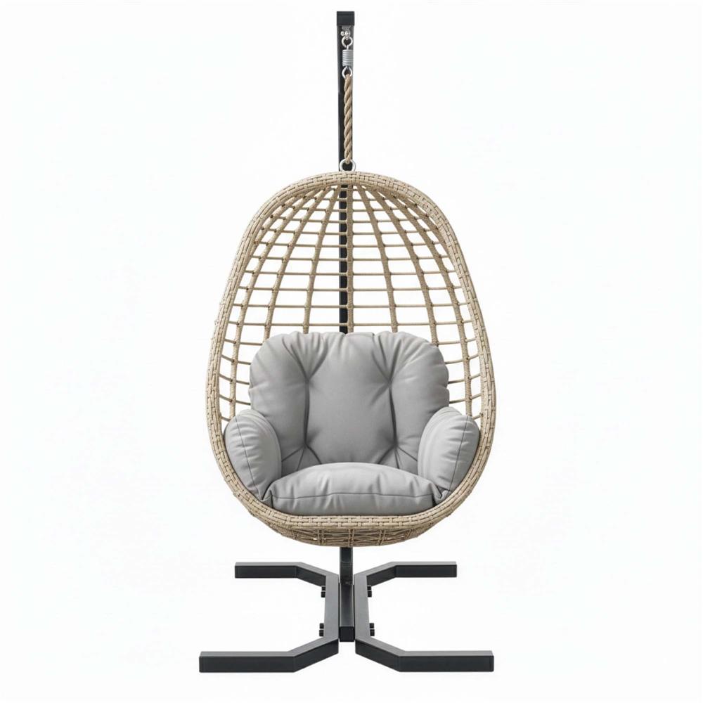 Suport leagan tip cuib sau hamac suspendat, cadru otel, maxim 180 kg, 92x92x205 cm, negru - imagine 15