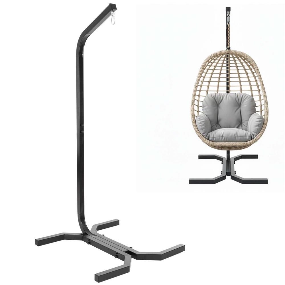 Suport leagan tip cuib sau hamac suspendat, cadru otel, maxim 180 kg, 92x92x205 cm, negru - imagine 2