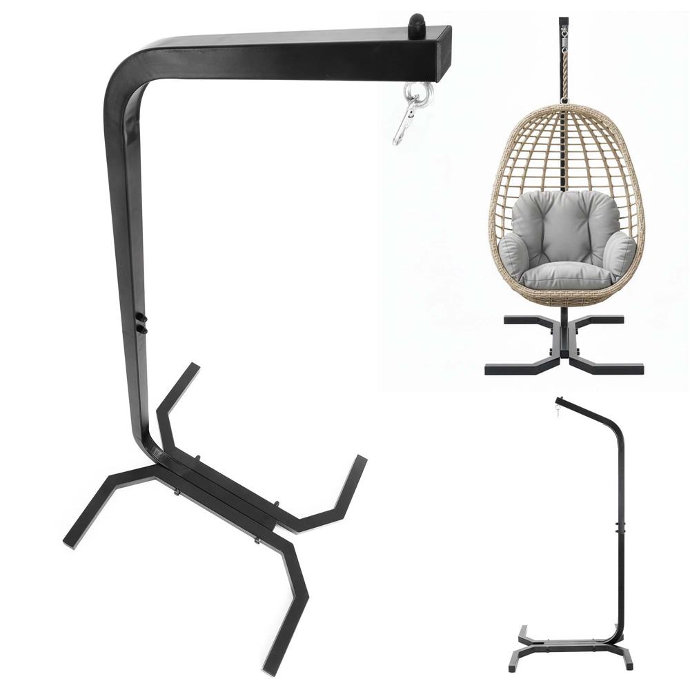 Suport leagan tip cuib sau hamac suspendat, cadru otel, maxim 180 kg, 92x92x205 cm, negru - imagine 4