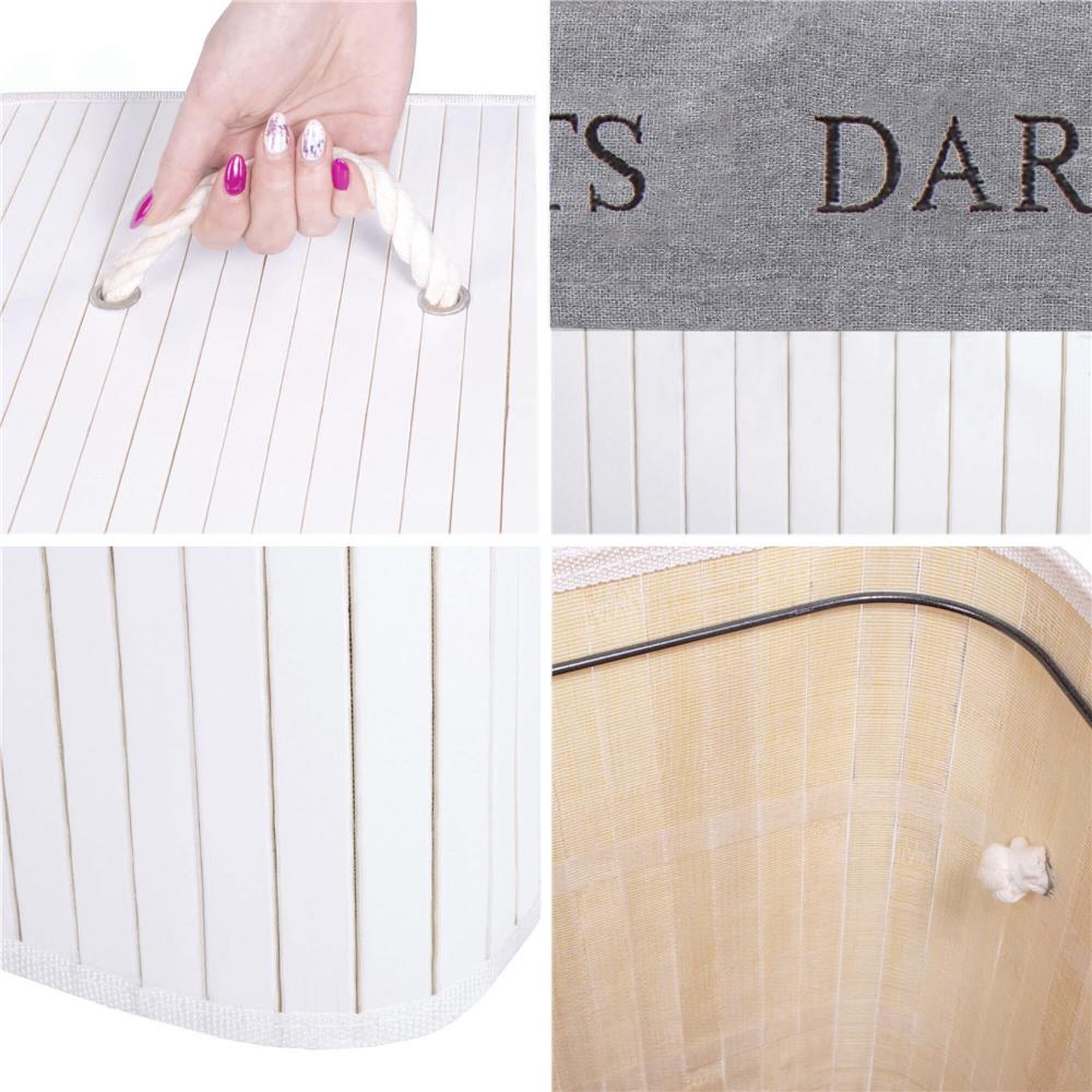 Cos de rufe cu capac si 2 compartimente, sac textil detasabil, 100 litri, 52x33x63 cm, alb si gri - imagine 5