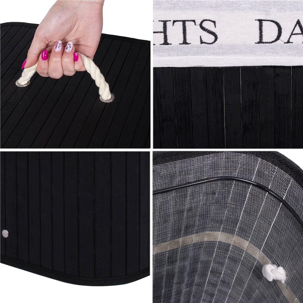 Cos de rufe cu capac si 2 compartimente, sac textil detasabil, 100 litri, 52x33x63 cm, negru - imagine 6