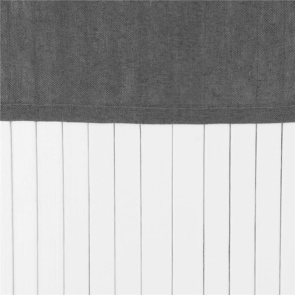 Cos de rufe triunghiular pentru colt cu capac, bambus si sac textil detasabil, 60 litri, 55x35x60 cm, alb si gri - imagine 15