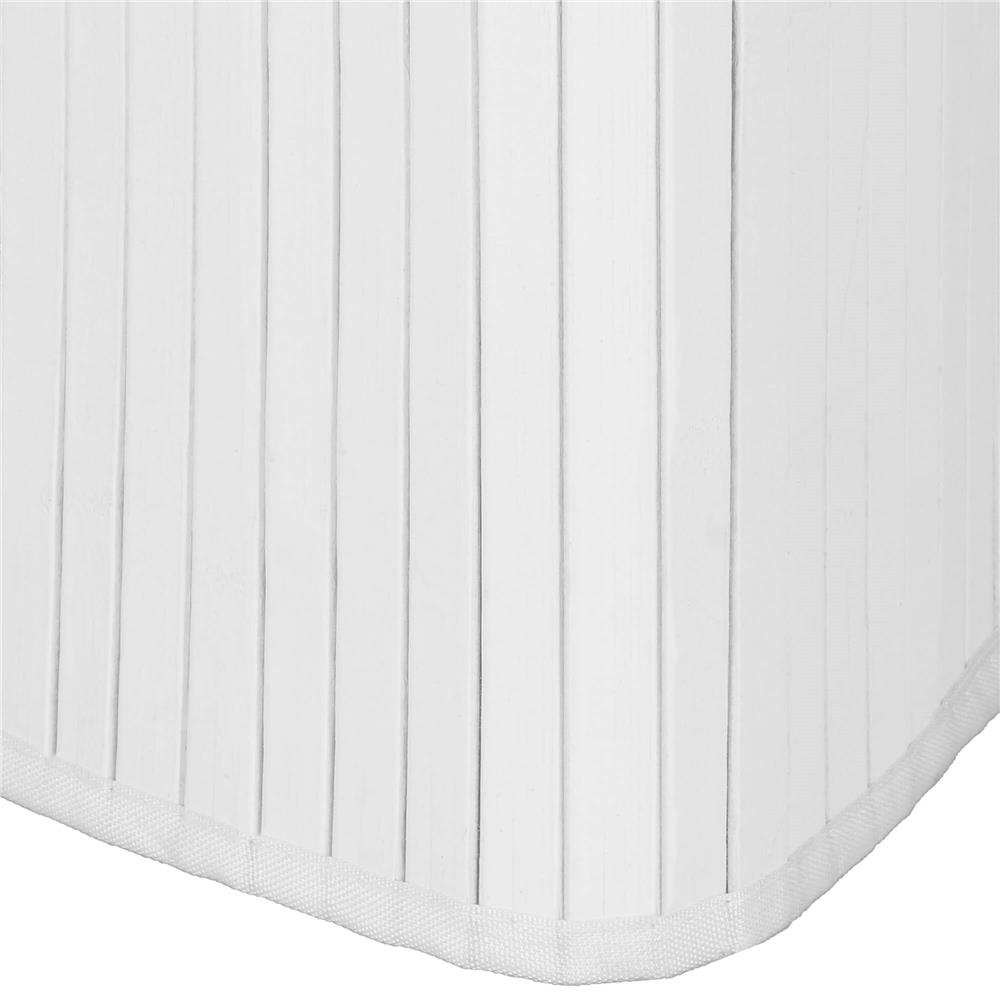 Cos de rufe triunghiular pentru colt cu capac, bambus si sac textil detasabil, 60 litri, 55x35x60 cm, alb si gri - imagine 18