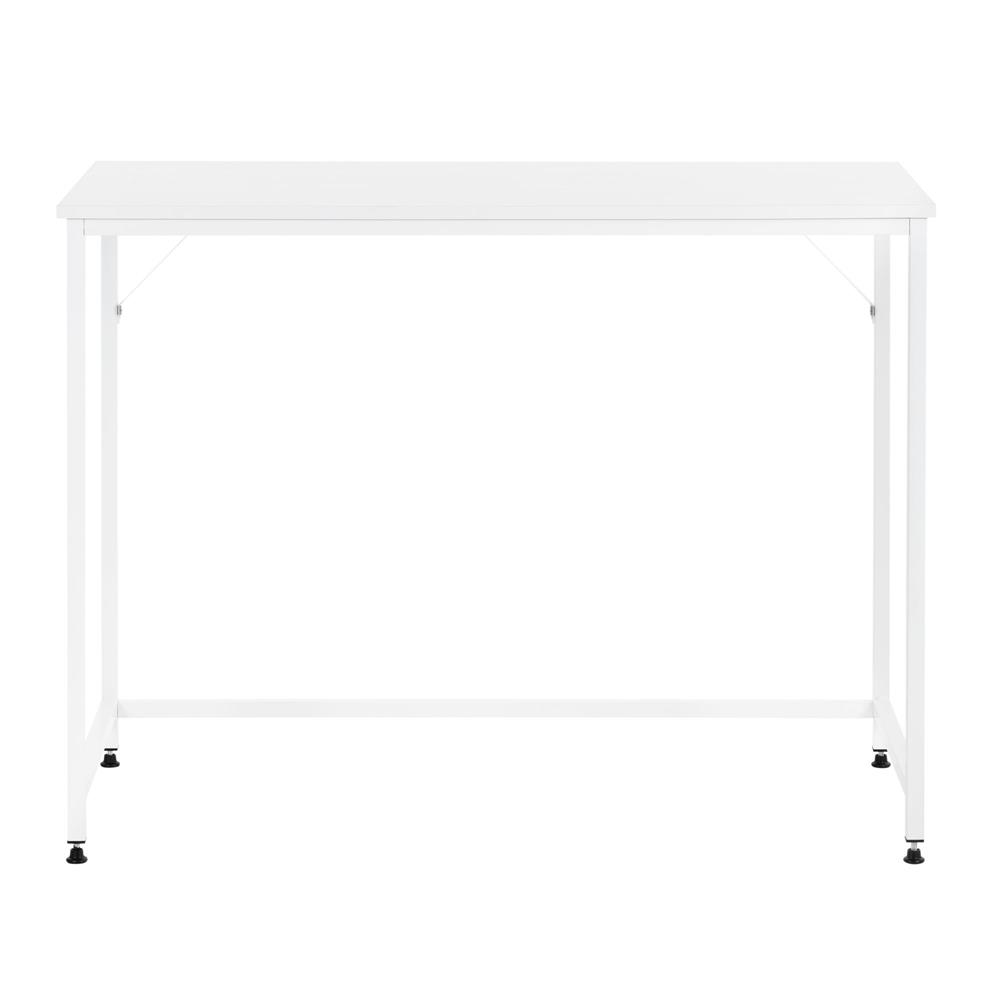 Birou cu blat MDF si cadru metalic, 100x50x76 cm, alb - imagine 13