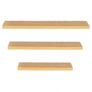 Set 3 rafturi plutitoare decorative de perete, din MDF cu suport metalic, 30, 45 si 60 cm, maro