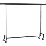 SONGMICS Suport haine cu roti, bara extensibila pentru umerase, structura metalica sarcina mare, 45x160-200x163 cm, negru