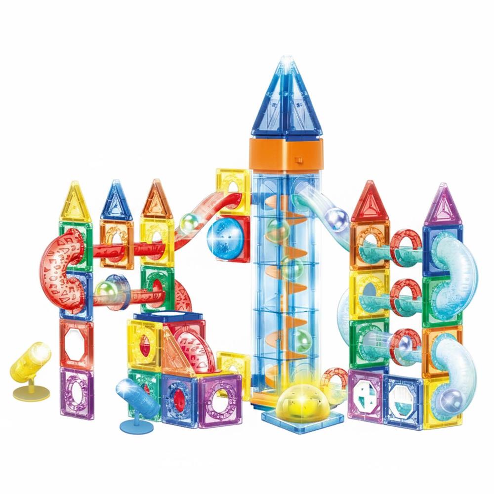 Set de constructie din cuburi magnetice educative pentru copii 134 de piese, multicolor