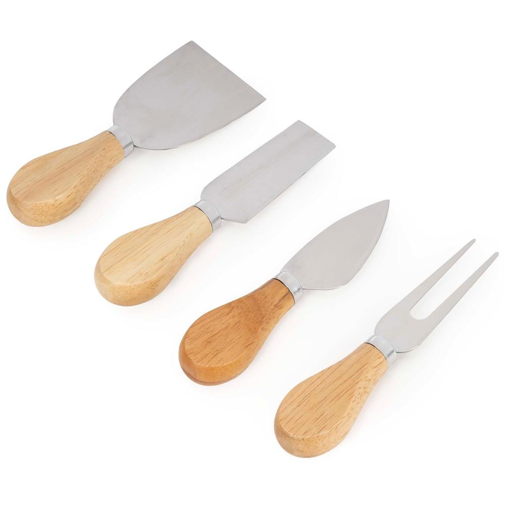 Set servire branzeturi cu platou din bambus si sertar glisant, 33x33x4 cm, maro natur - imagine 3