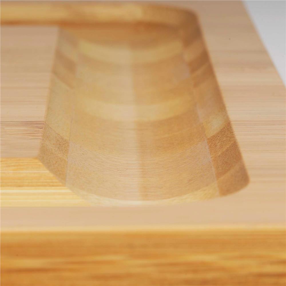 Set servire branzeturi cu platou din bambus si sertar glisant, 33x33x4 cm, maro natur - imagine 6