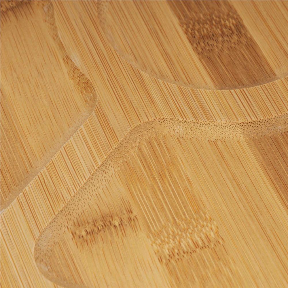 Set servire rotativ cu platou din bambus si 6 boluri din portelan, 30 cm, maro natur si alb - imagine 15