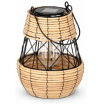 Felinar solar metalic decorativ pentru gradina, 23 cm, bej