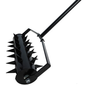 Aerator manual gazon cu roti si tepi pentru afanarea solului, constructie metalica, inaltime 148 cm, latime lucru 40 cm